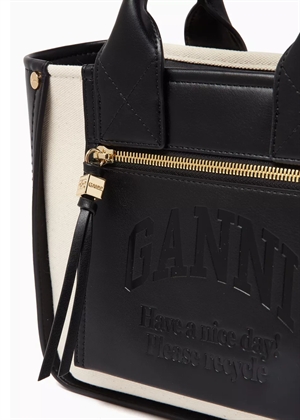 Small Pocket canvas tote Black A6795 Ganni 